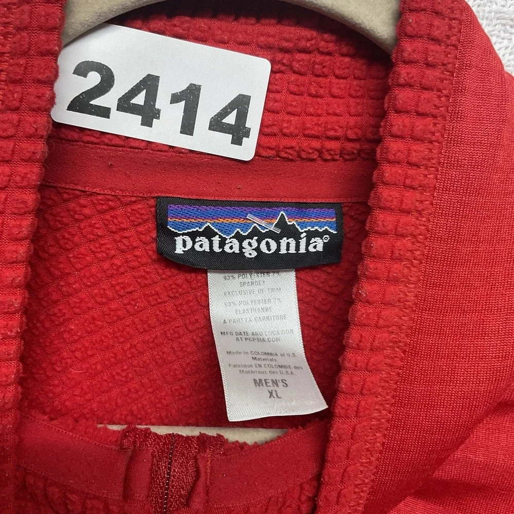 Patagonia Men's R1 Pullover 1/4 Zip Fleece Base Layer Sweater Red‎ Size XL